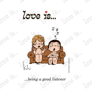 Love is... being a good listener personalized poster by Kim Casali. 