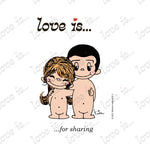 Load image into Gallery viewer, Love is... for sharing personalized poster featuring original 1970s vintage artwork by Kim Casali. 
