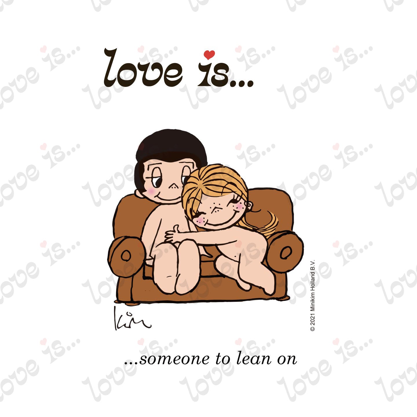 Love is... someone to lean on personalized poster art print by Kim Casali. 