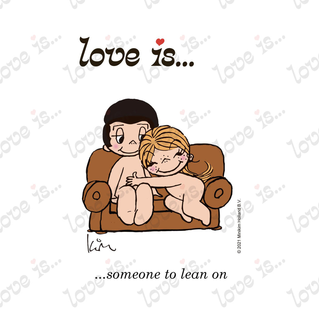 Love is... someone to lean on personalized poster art print by Kim Casali. 