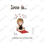 Load image into Gallery viewer, Love is... taking care of yourself yoga personalized poster art print by Kim Casali. 
