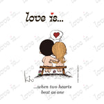Load image into Gallery viewer, Love is... when two hearts beat as one personalized poster art print by Kim Casali. 
