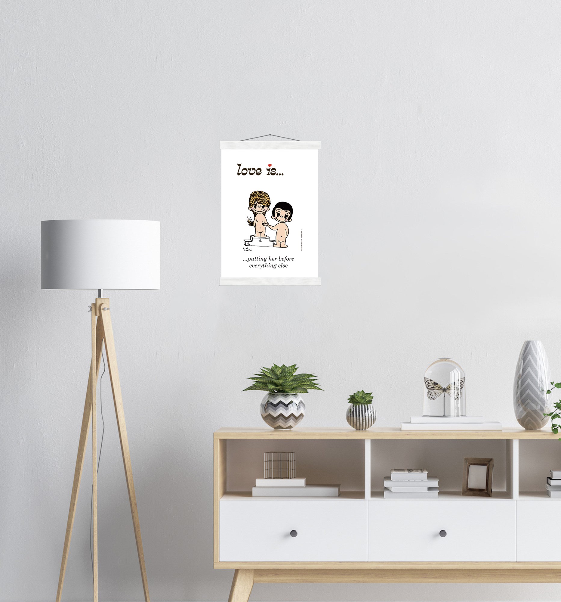 LOVE IS... PUTTING HER BEFORE EVERYTHING ELSE VINTAGE ART PRINT