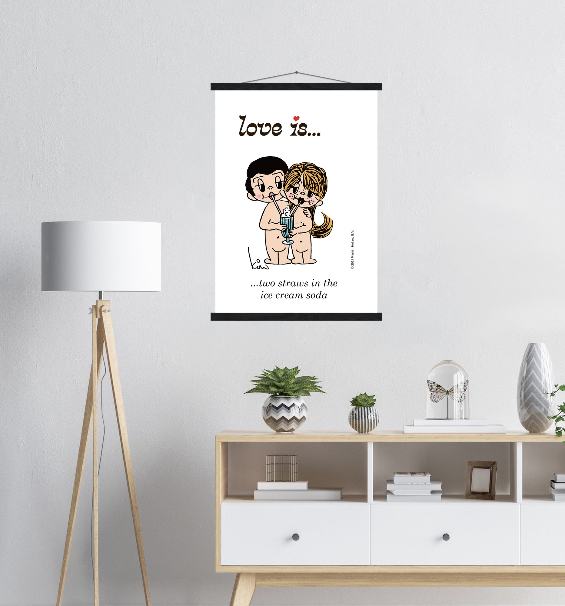 LOVE IS... TWO STRAWS IN THE ICE CREAM SODA VINTAGE ART PRINT